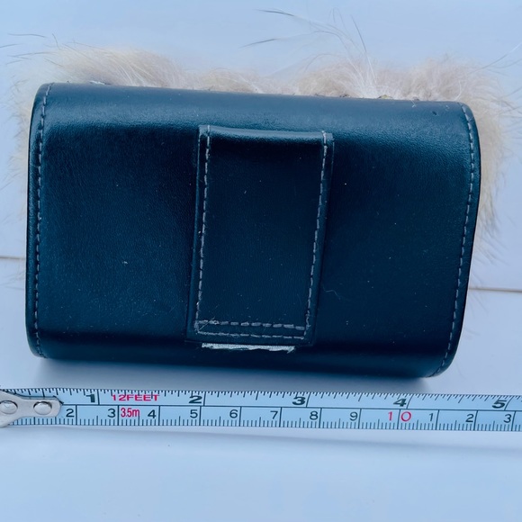 Fur Coyote Belt Purse Coin Purse Mini Wallet Leather Black Handmade USA - Picture 6 of 10